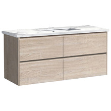 Evos 1200mm Oak Wall Hung Single Vanity with Stone Countertop & Undermount Basin